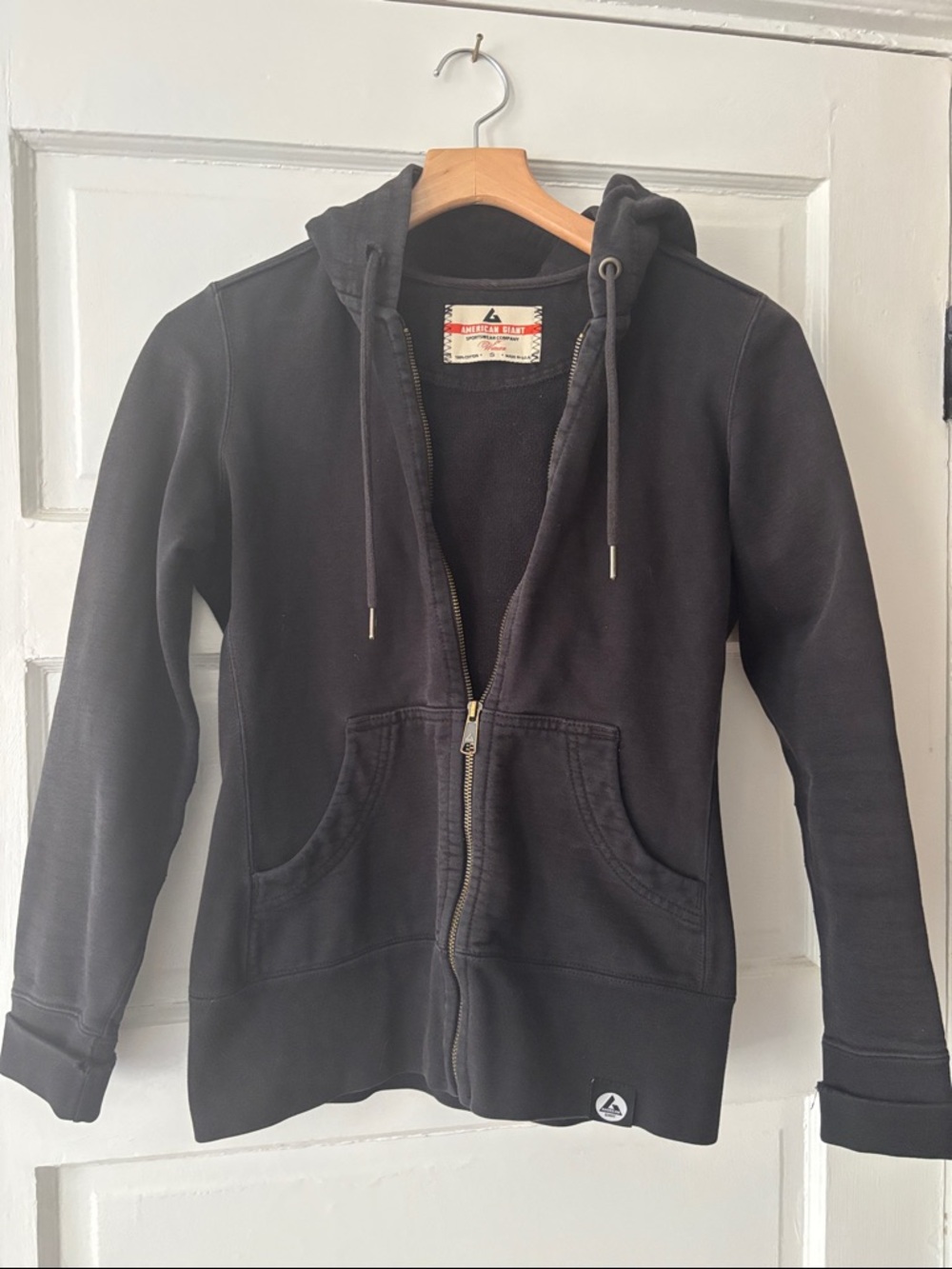 American Giant Black Women's Zip Hoodie with Hood